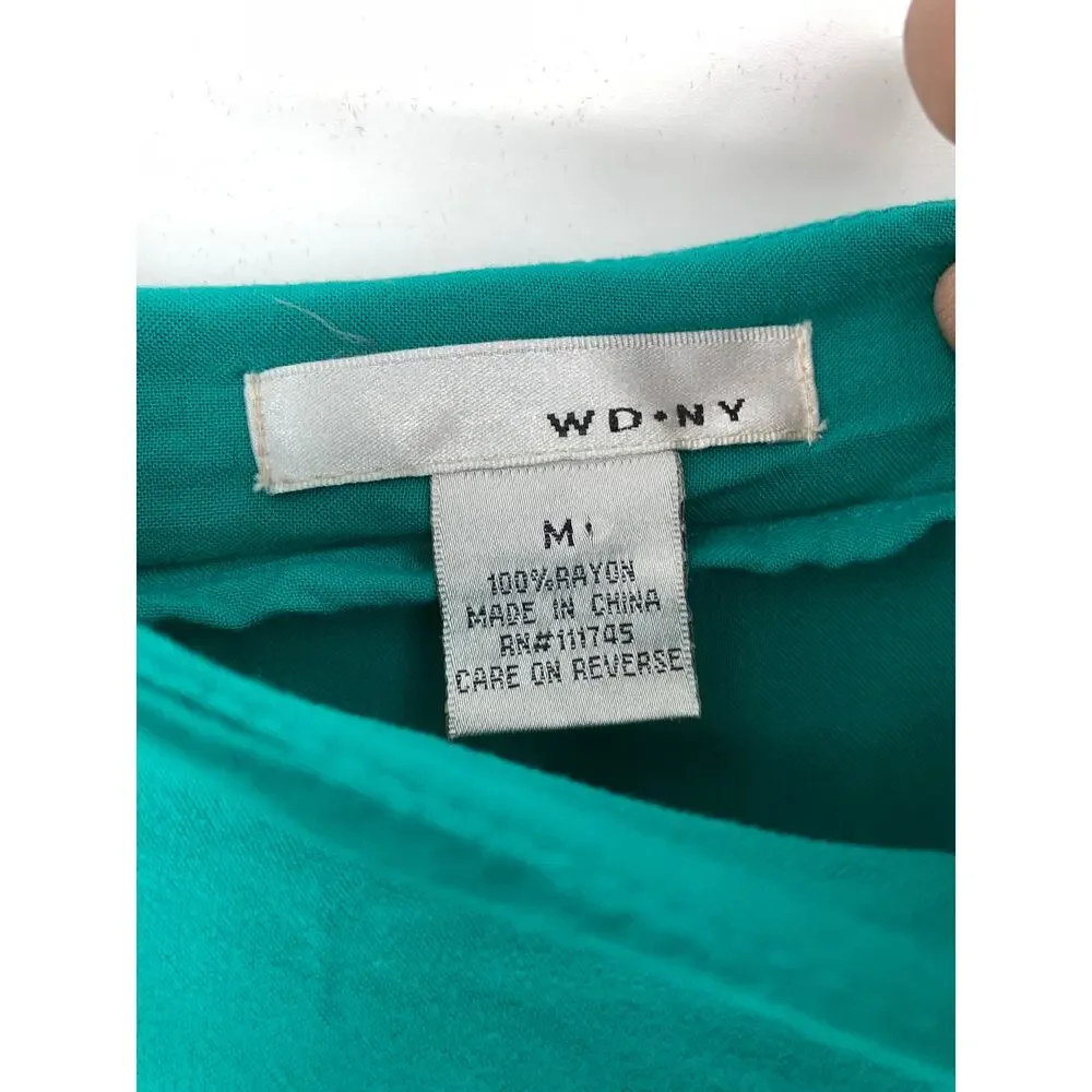 Y2K WDNY Maxi Skirt Women's Size Medium Teal Fairycore Pleated Hem